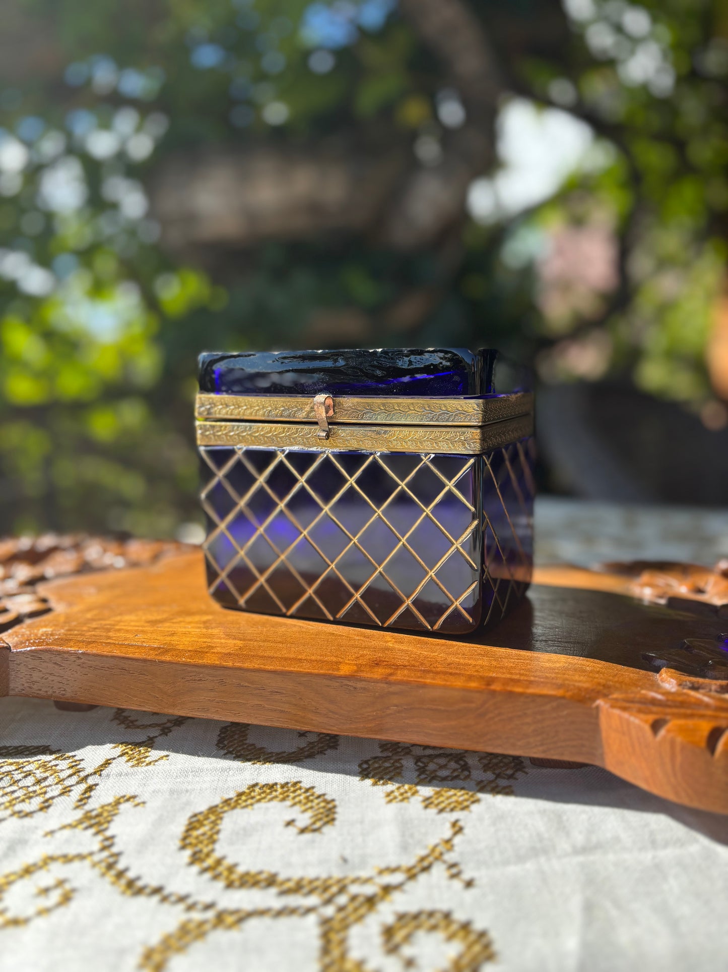 RESERVED 19th Century French Cobalt Blue Casket