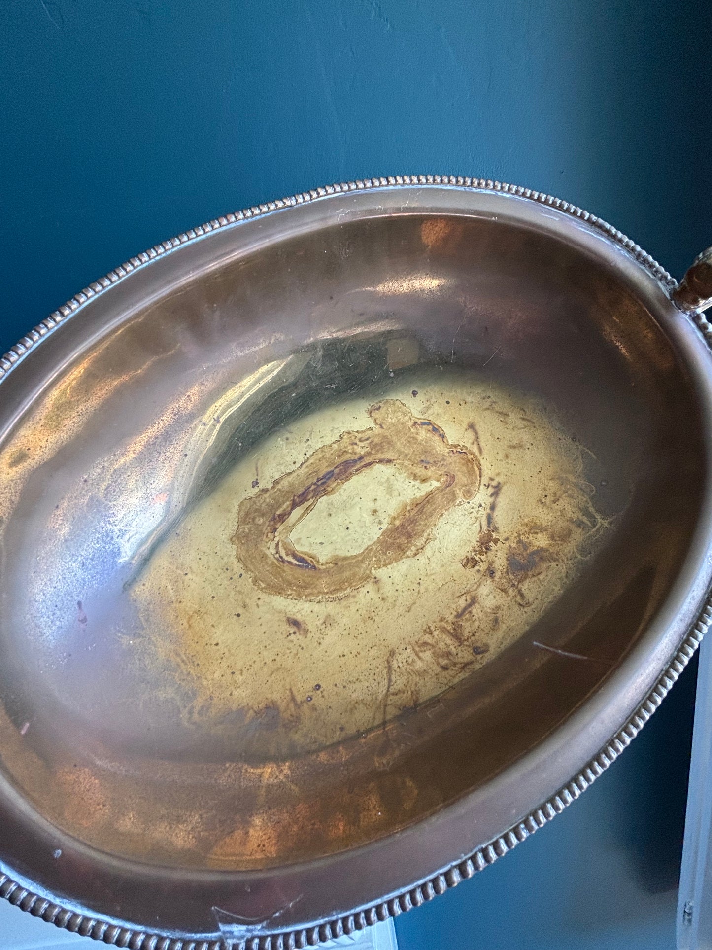 Vintage Large Brass Pedestal Compote Bowl Koi Fish Handles