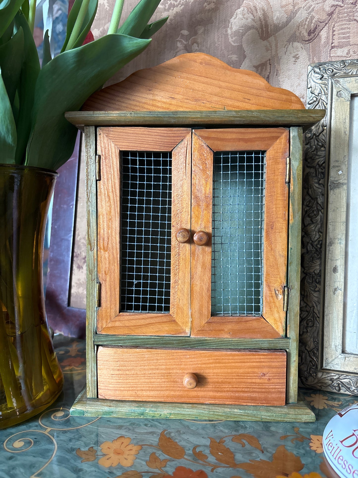Miniature Wooden Hutch Cabinet