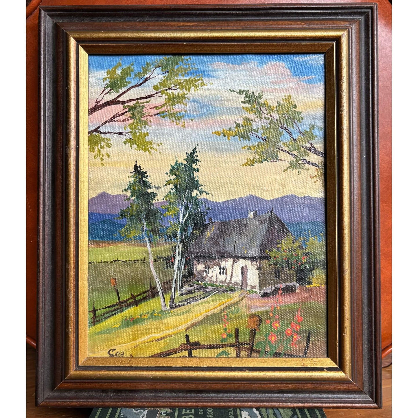 Charming Vintage Cottage Signed Oil Painting image 5