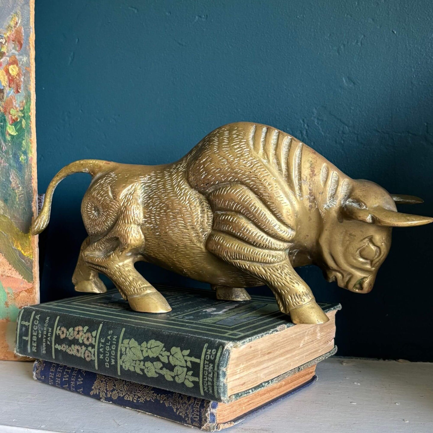Stunning Vintage Large 12" Solid Brass Charging Bull image 2