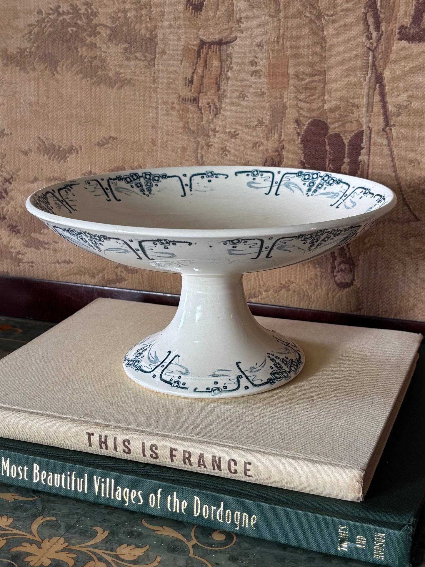Antique French Longchamp Pedestal Compote Bowl