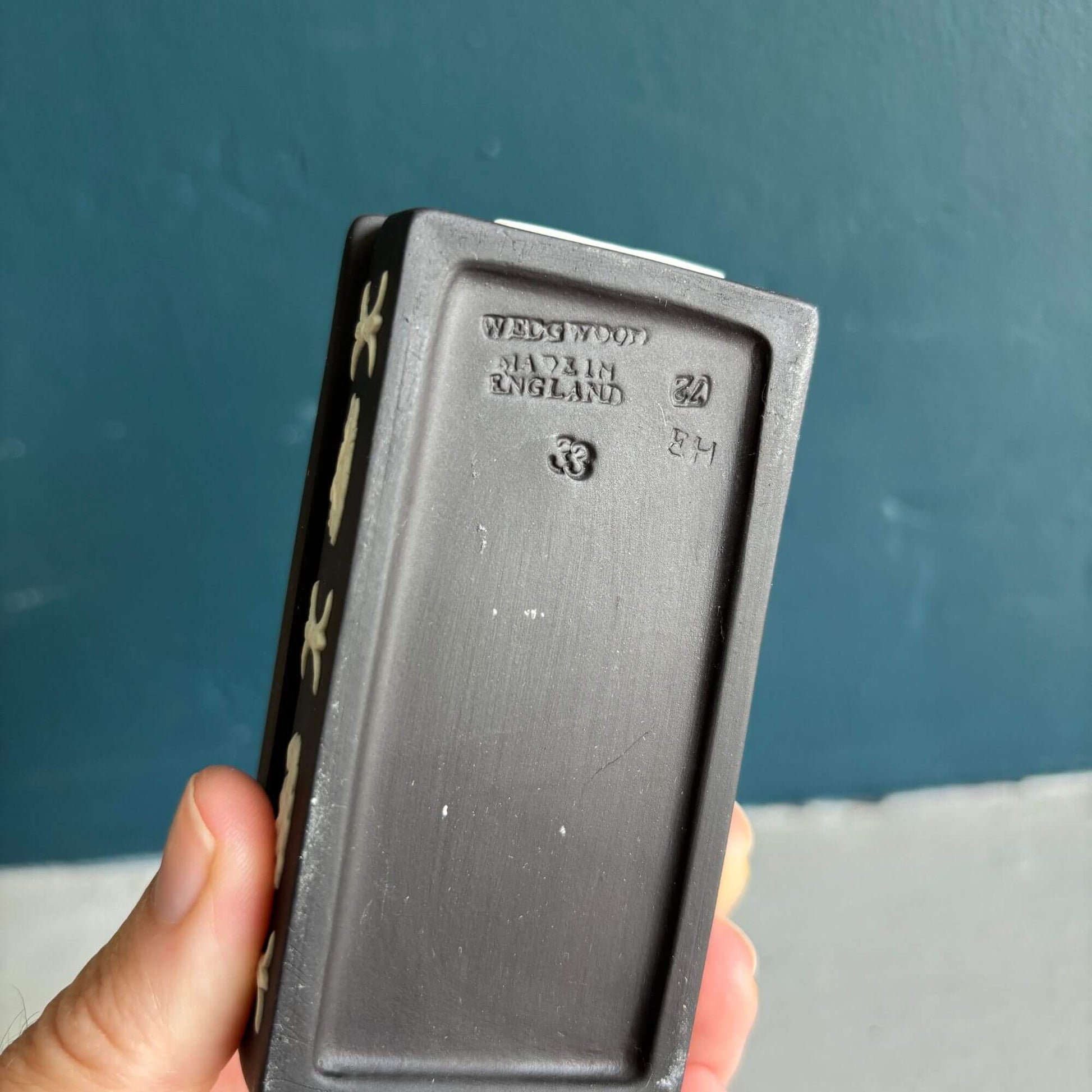 Vintage Black Wedgwood Jasperware Rectangle Lidded Box image 2