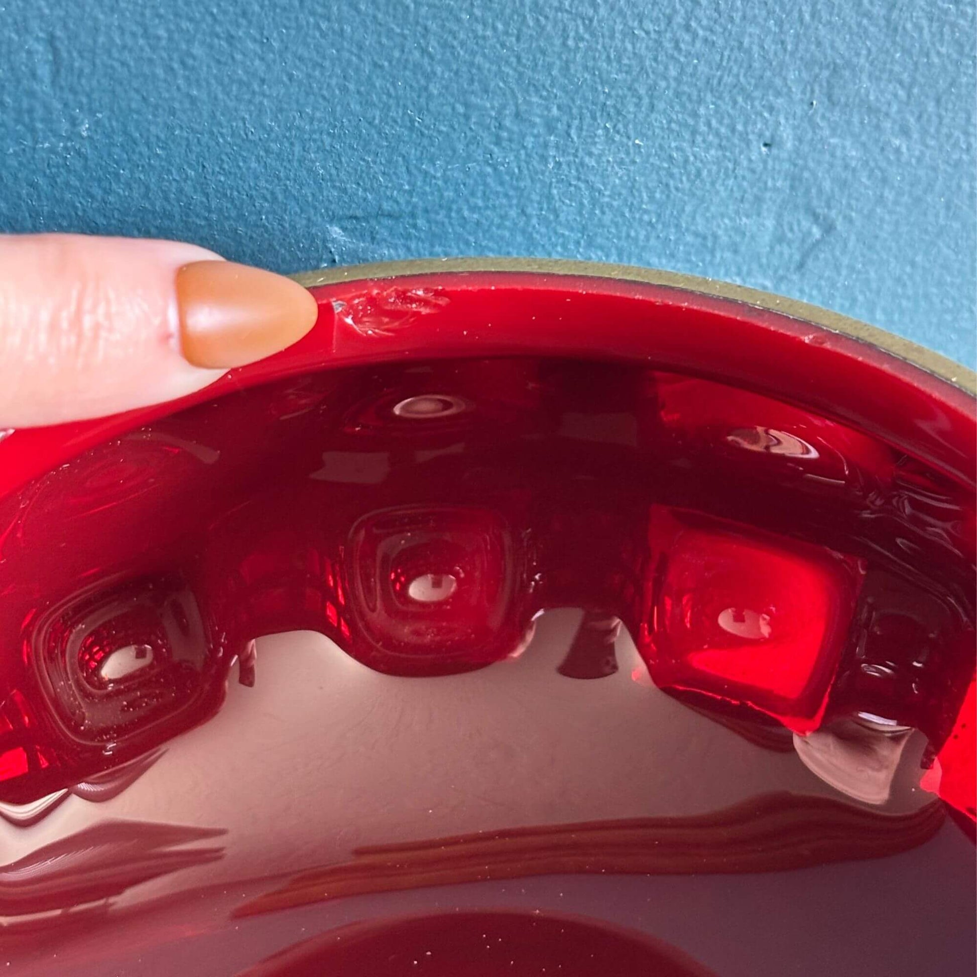 Stunning Vintage Ruby Red Bubble Glass Brass Jar image 4