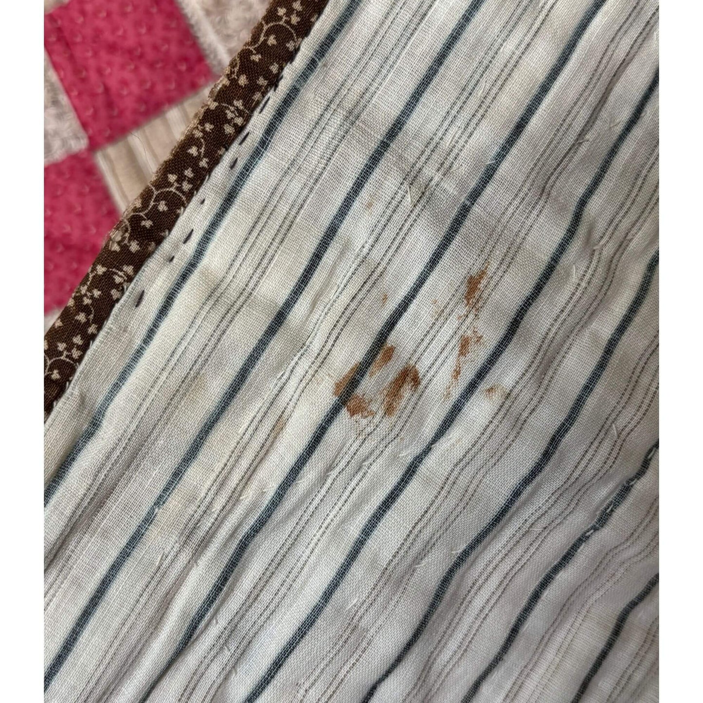 Antique Checkerboard Zig Zag Border Handmade Quilt image 5