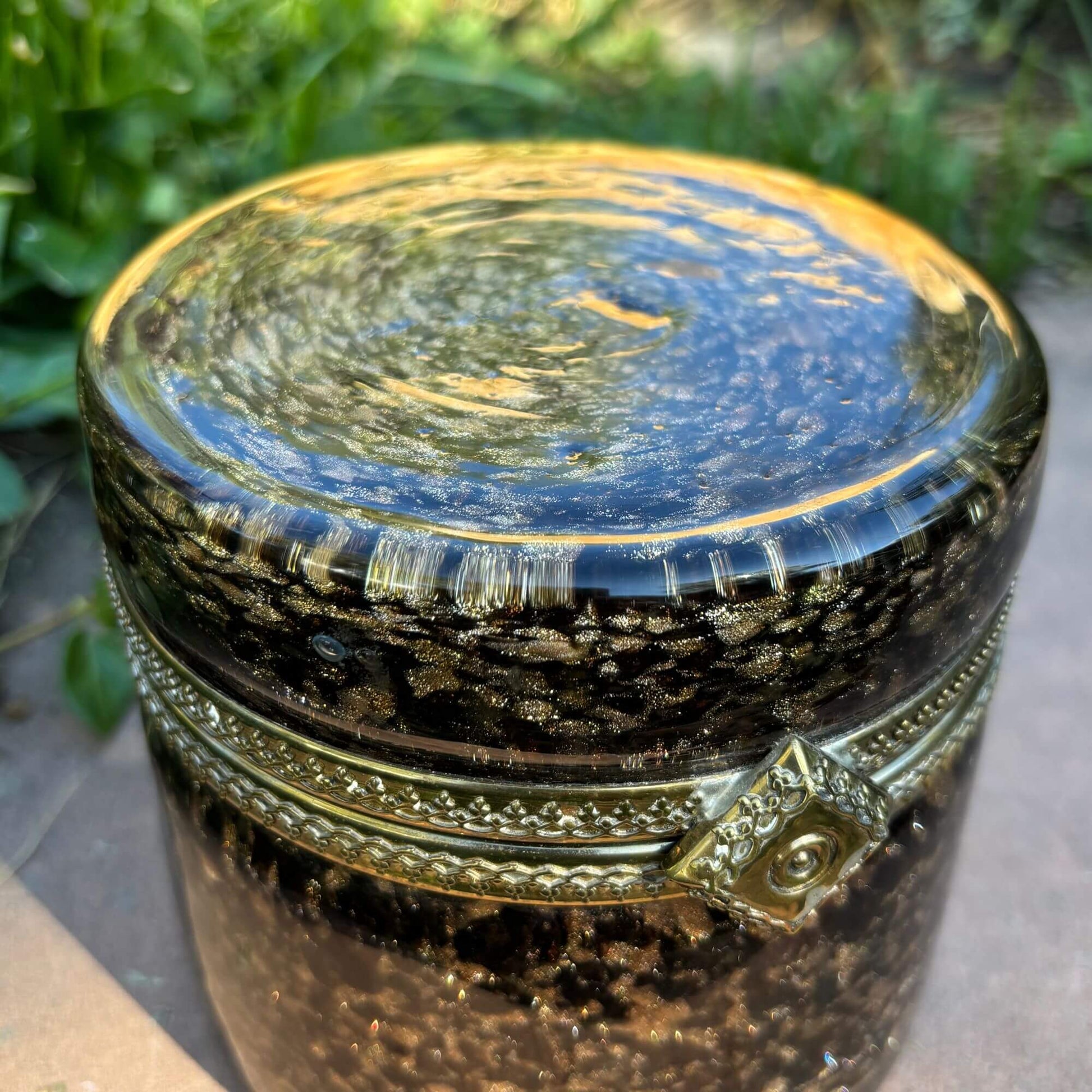 Stunning Murano Glass Aventurine Tortoise Look Casket Box image 4