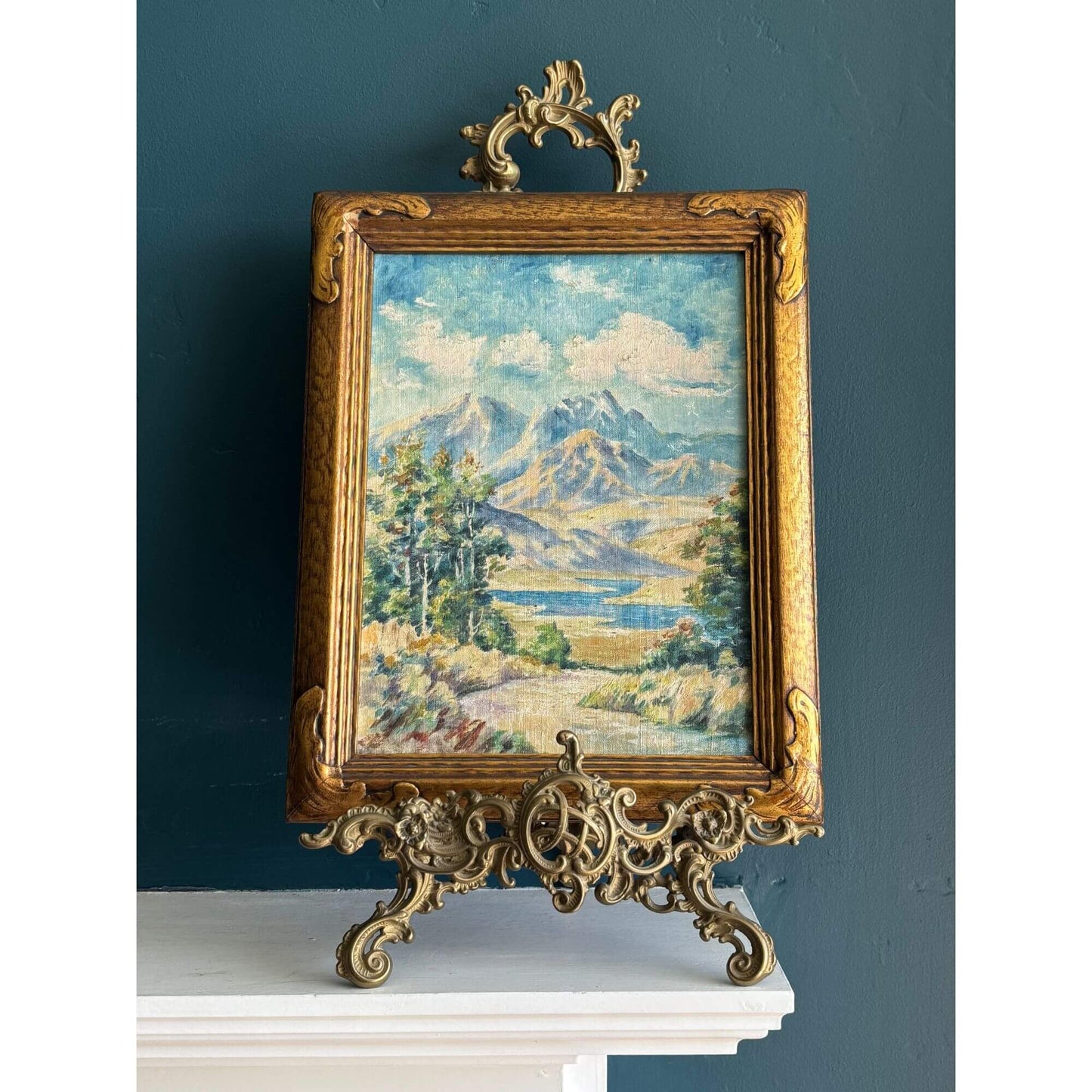 Large Brass Picture Easel 20" Ornate Gold image 3