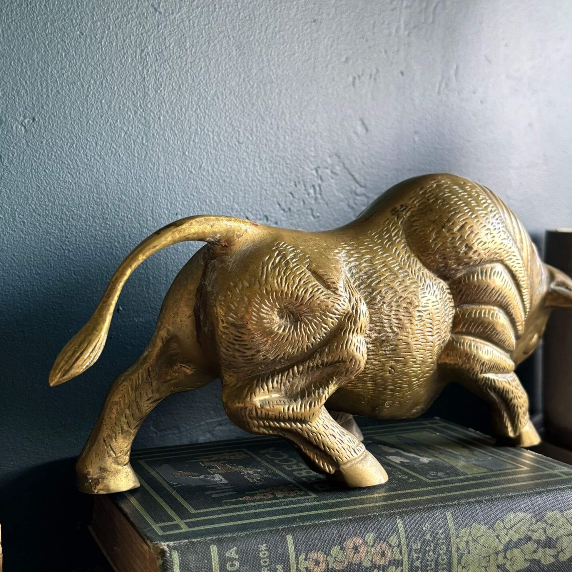 Stunning Vintage Large 12" Solid Brass Charging Bull image 4