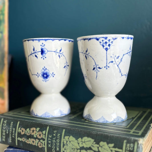 Vintage Furnivals Denmark Double Egg Cups Blue & White image 0