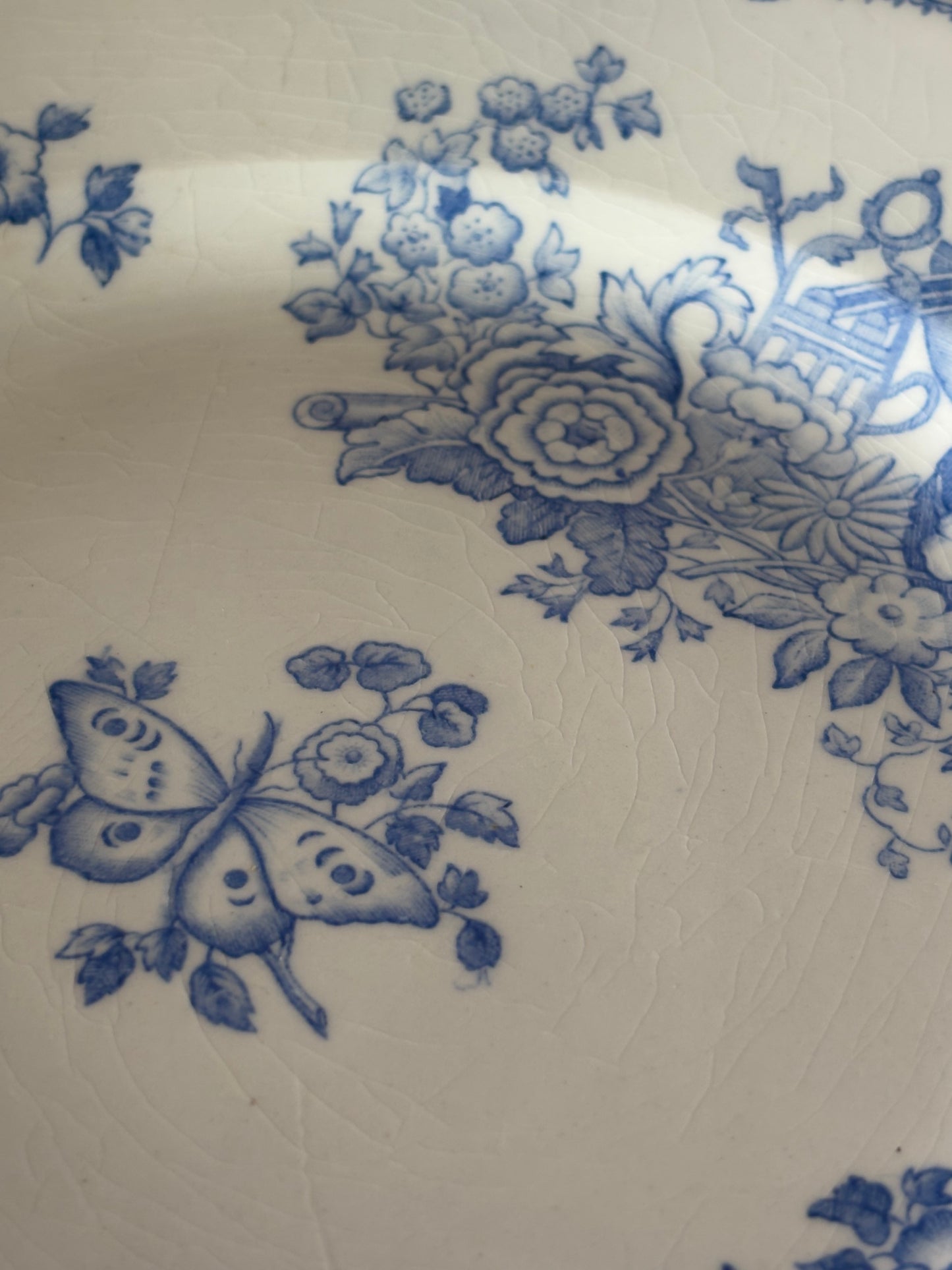 Antique French Gien Light Blue Transferware Plate 9.25"
