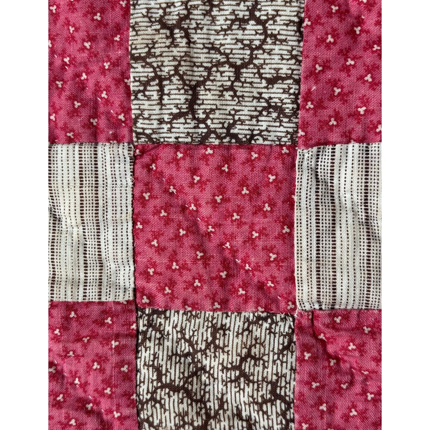 Antique Checkerboard Zig Zag Border Handmade Quilt image 4