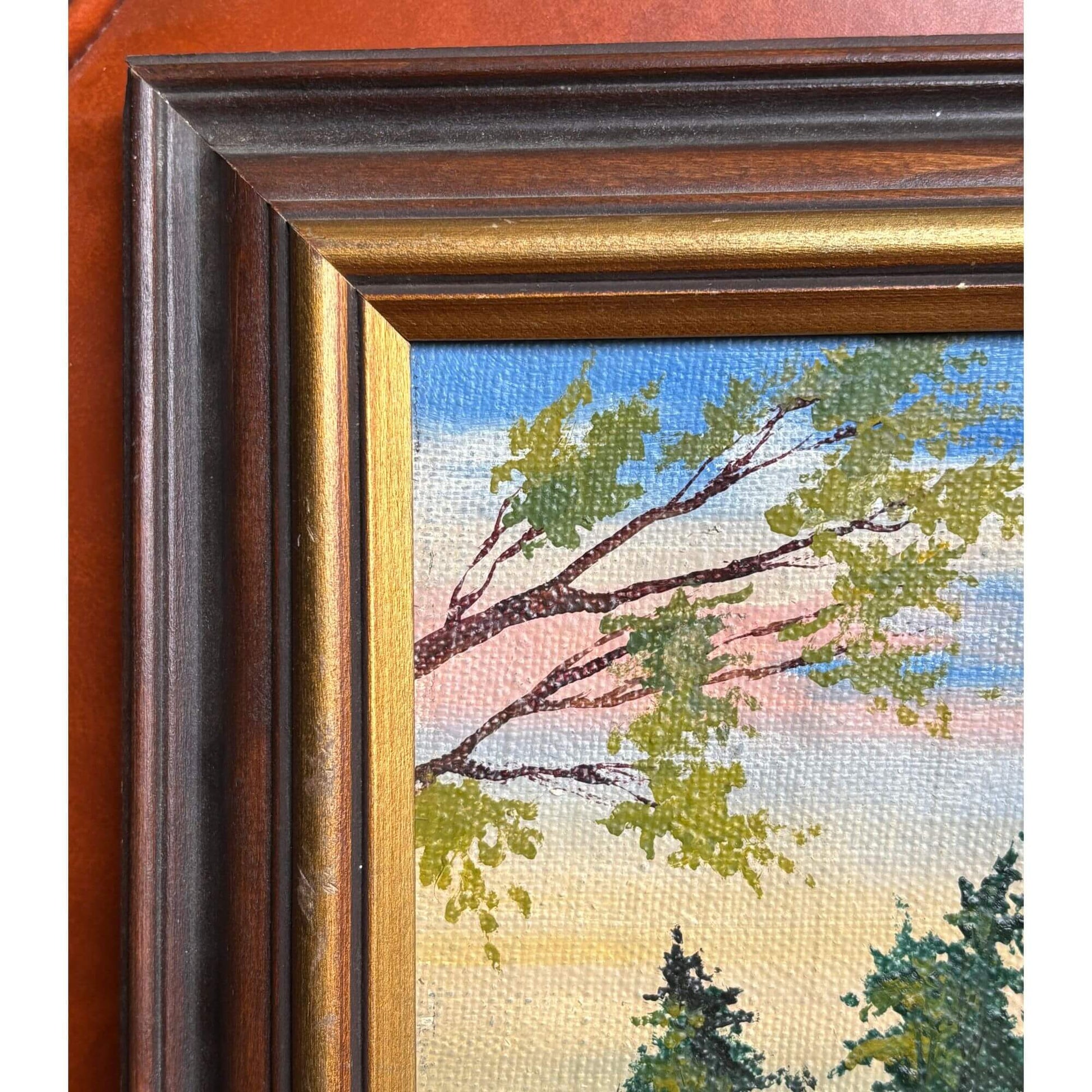 Charming Vintage Cottage Signed Oil Painting image 2
