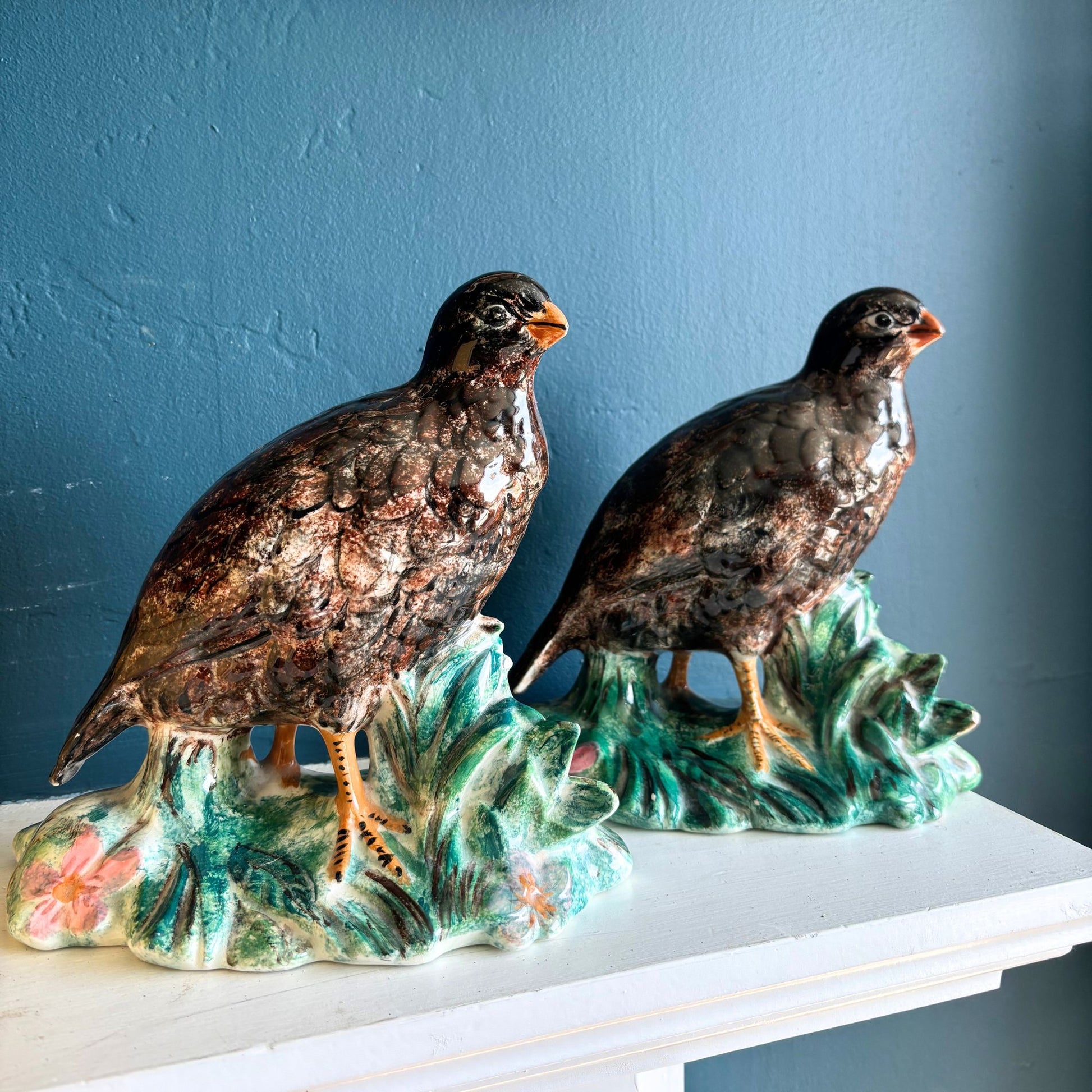 Vintage Hand-painted Ceramic Grouse Game Bird Figurines image 0