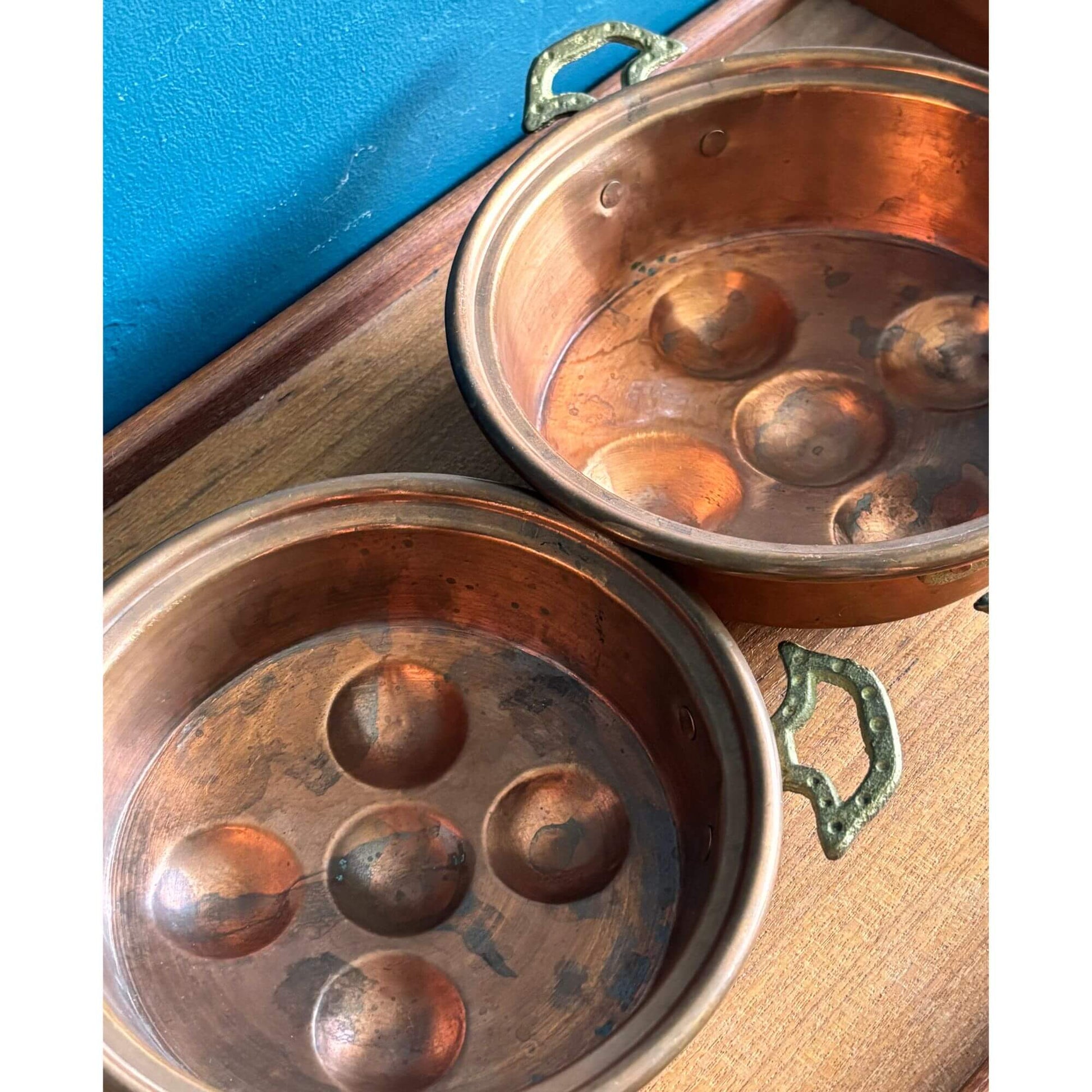 Vintage Early Copper & Brass Escargot Pans image 1