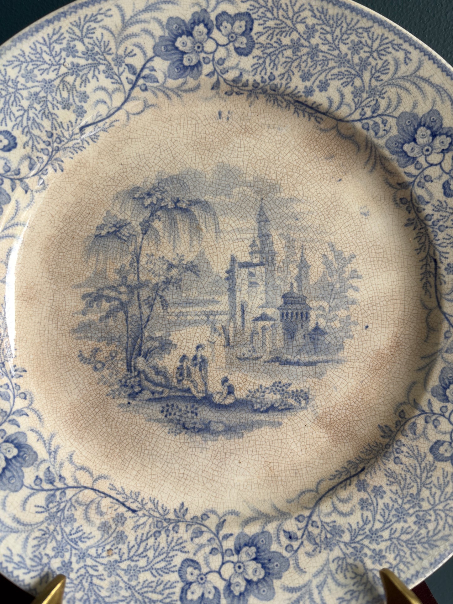 Antique Blue Transferware T & J Mayer Nonpareil Pattern
