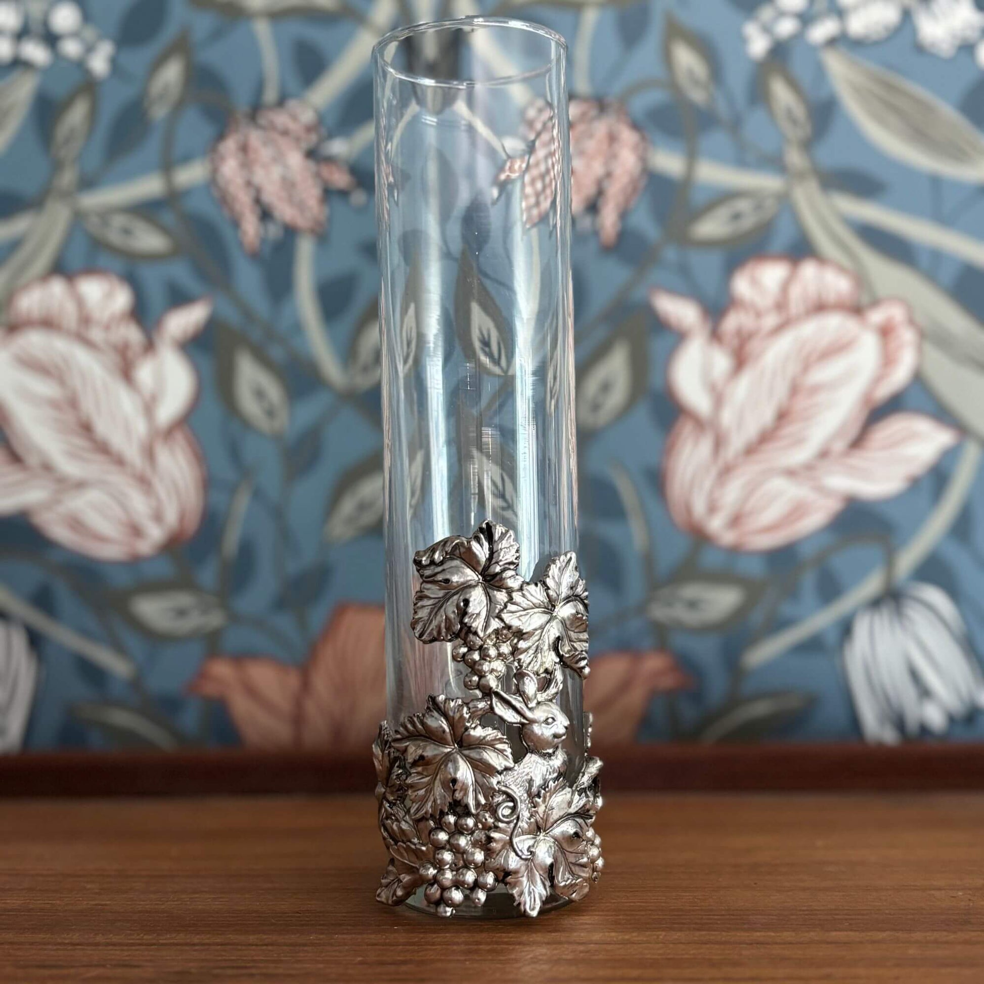 Vintage Arthur Court Glass Vase w/ Bunnies Rabbits image 1