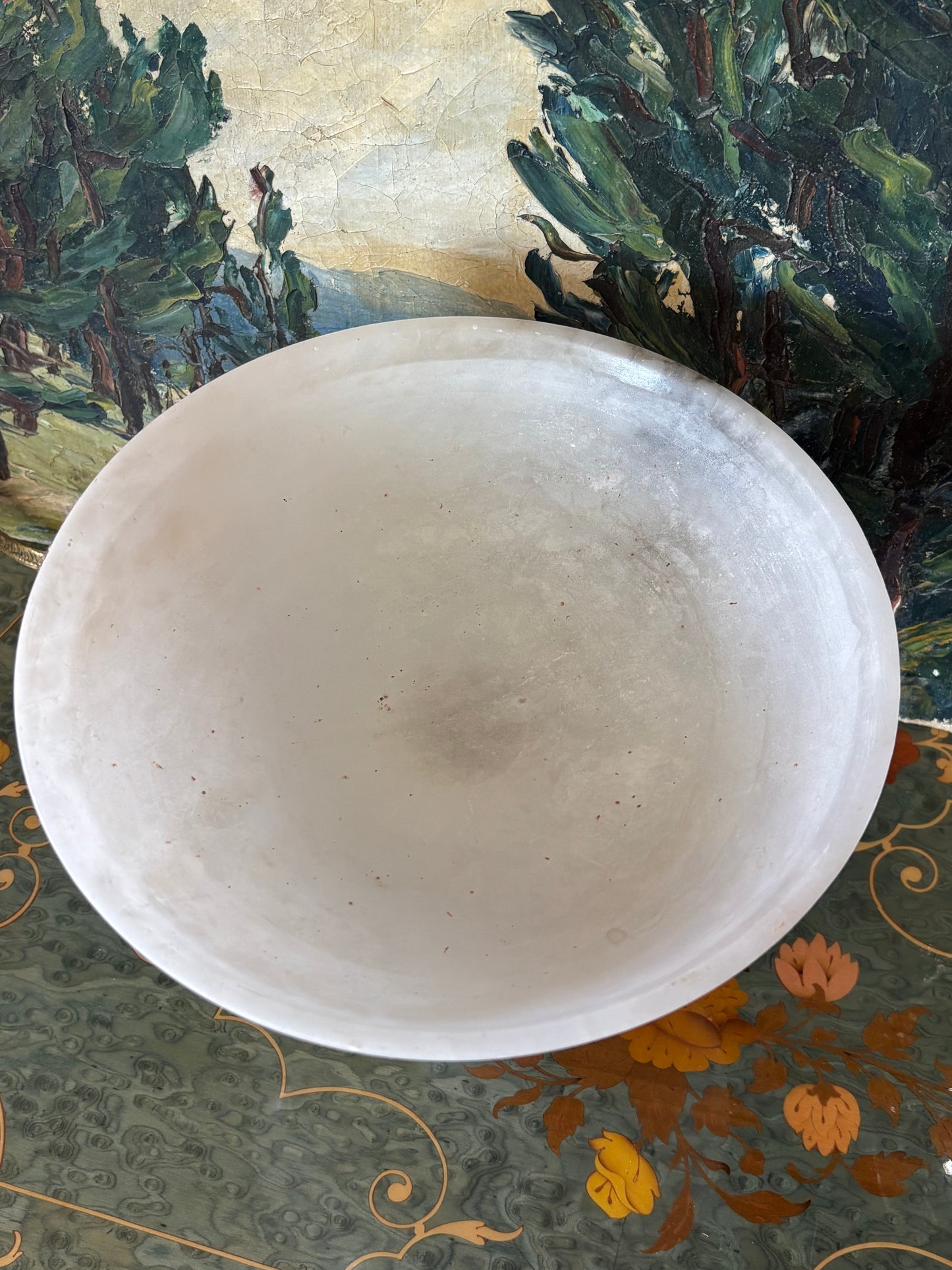 Vintage Italian Alabaster Tazza Compote Pedestal Bowl Centerpiece