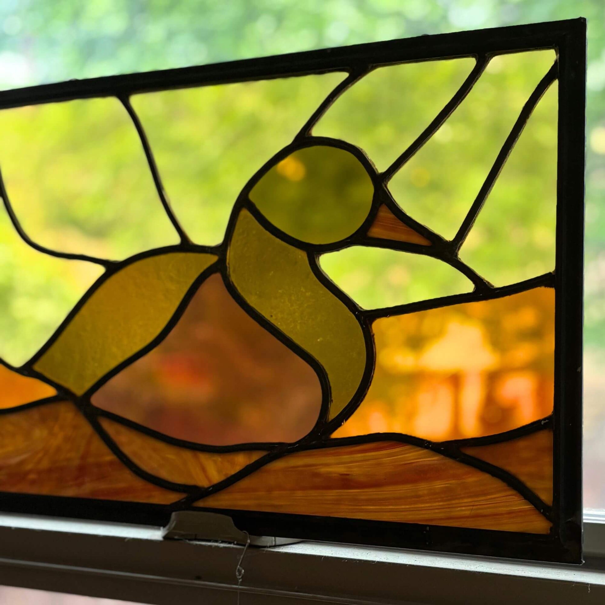 Stunning Vintage Stained Glass Duck Window Art image 1