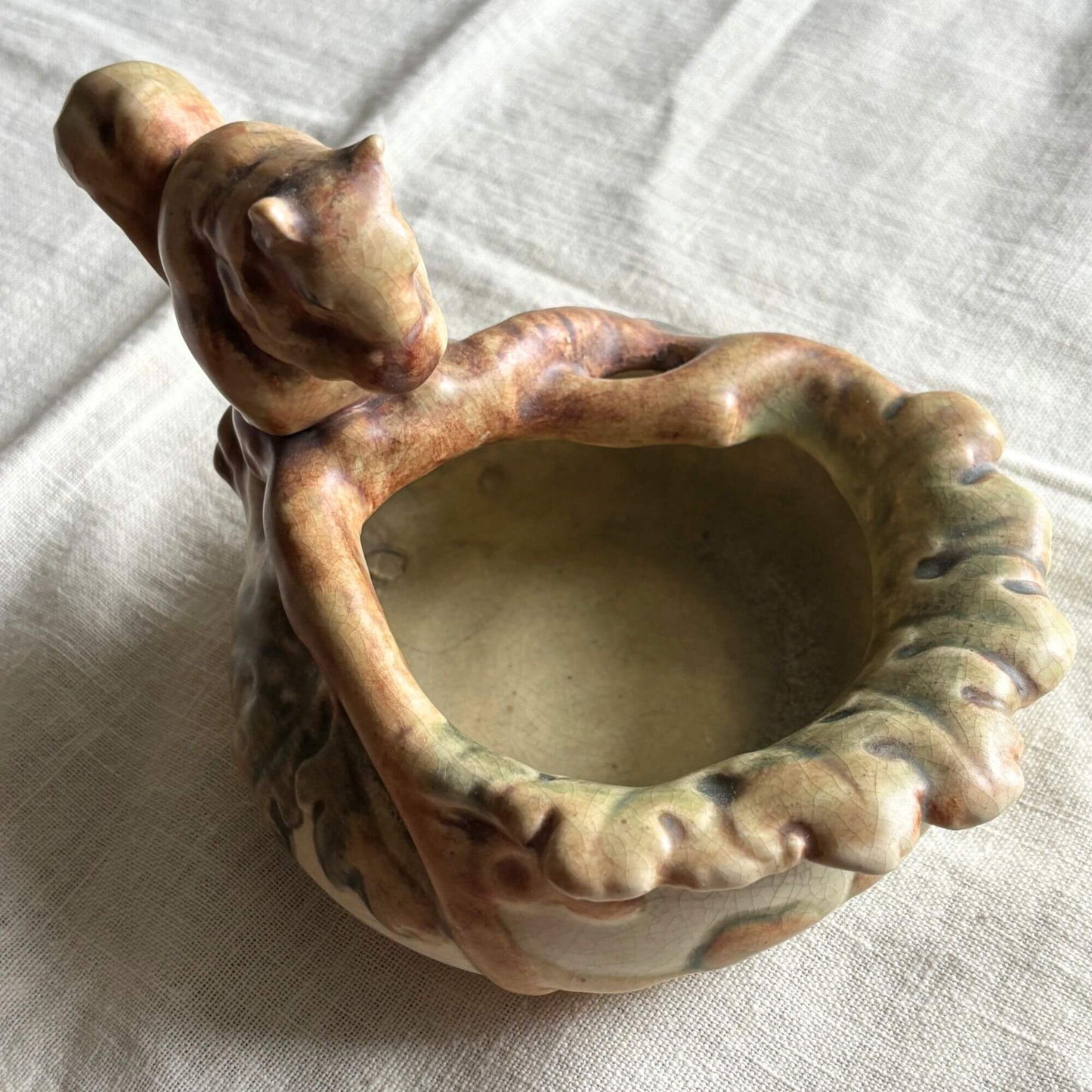Antique Weller Pottery Woodcraft Squirrel Bowl image 4