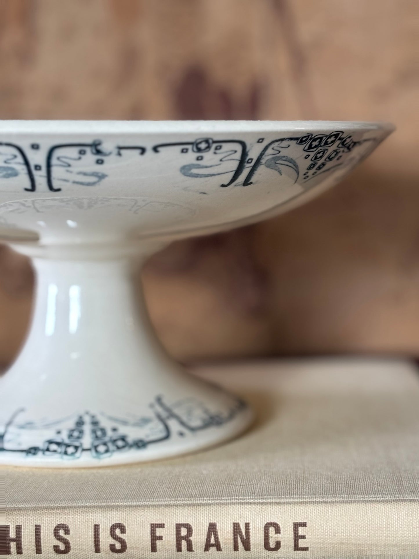 Antique French Longchamp Pedestal Compote Bowl
