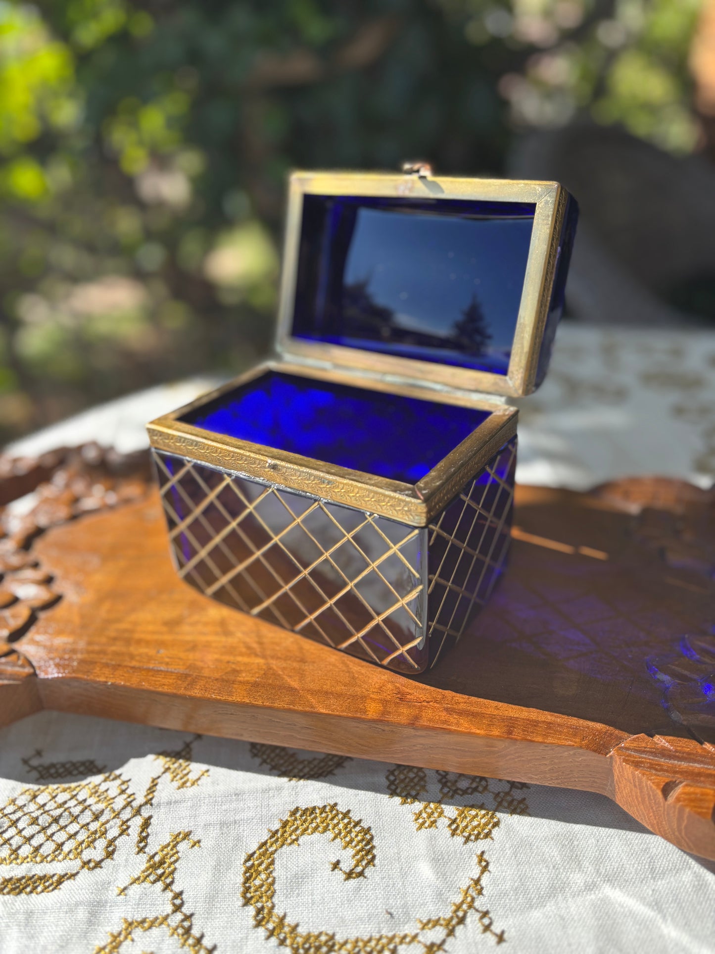 RESERVED 19th Century French Cobalt Blue Casket