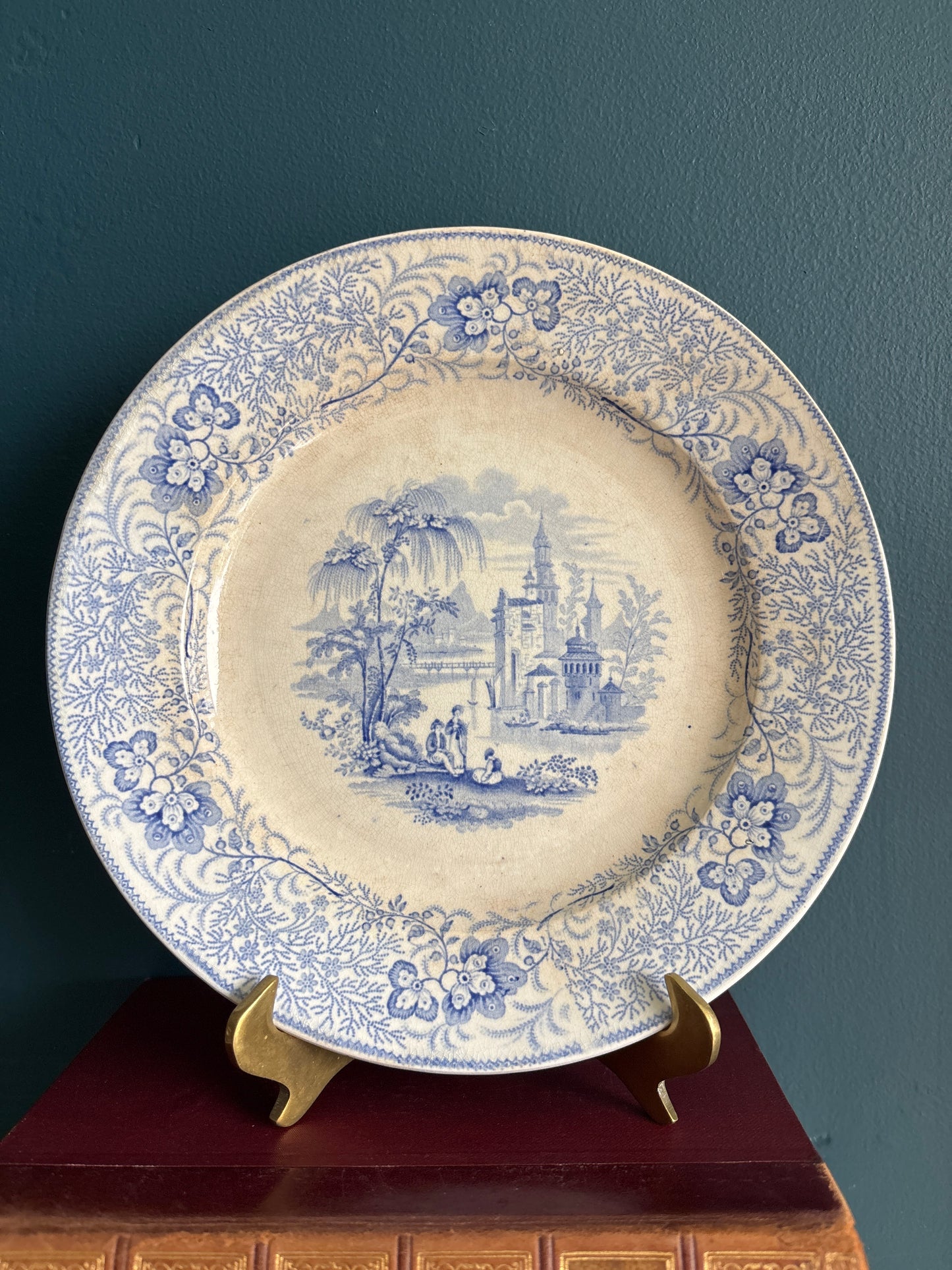 Antique Blue Transferware T & J Mayer Nonpareil Pattern