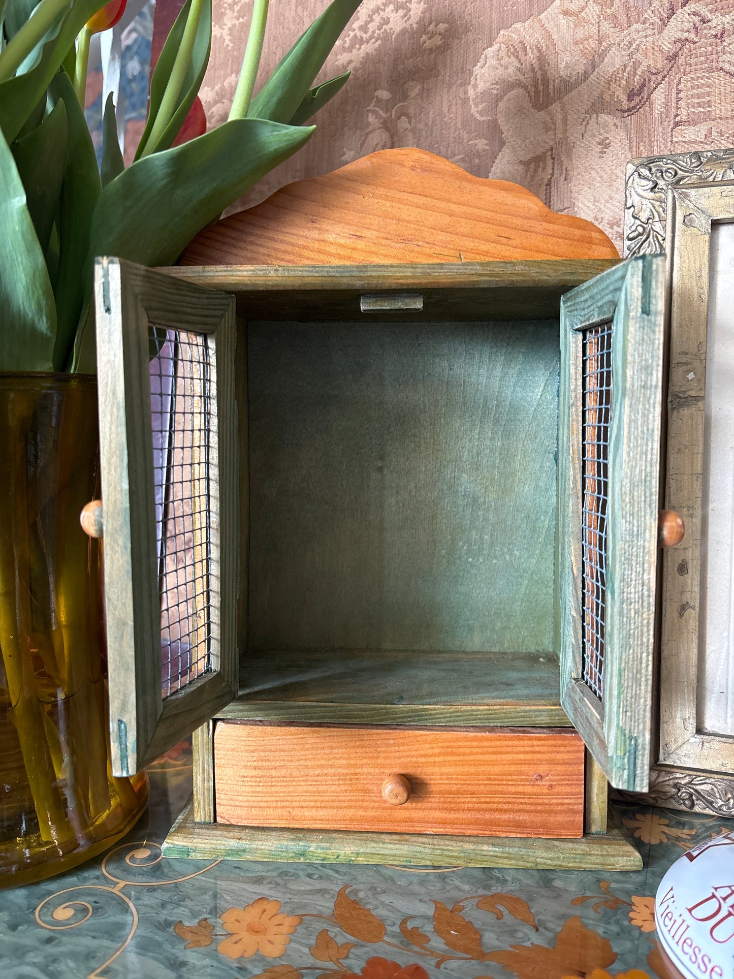 Miniature Wooden Hutch Cabinet