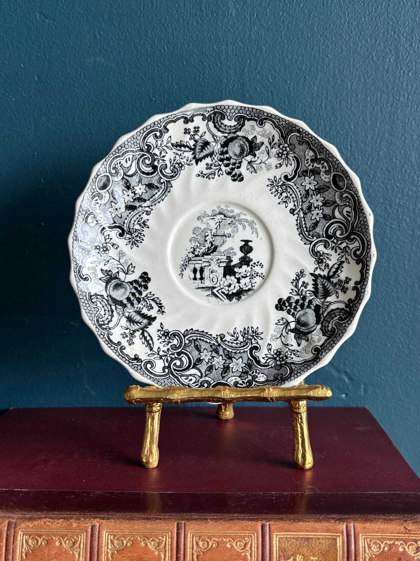 Copeland Spode Black Transferware Plate 4.75”