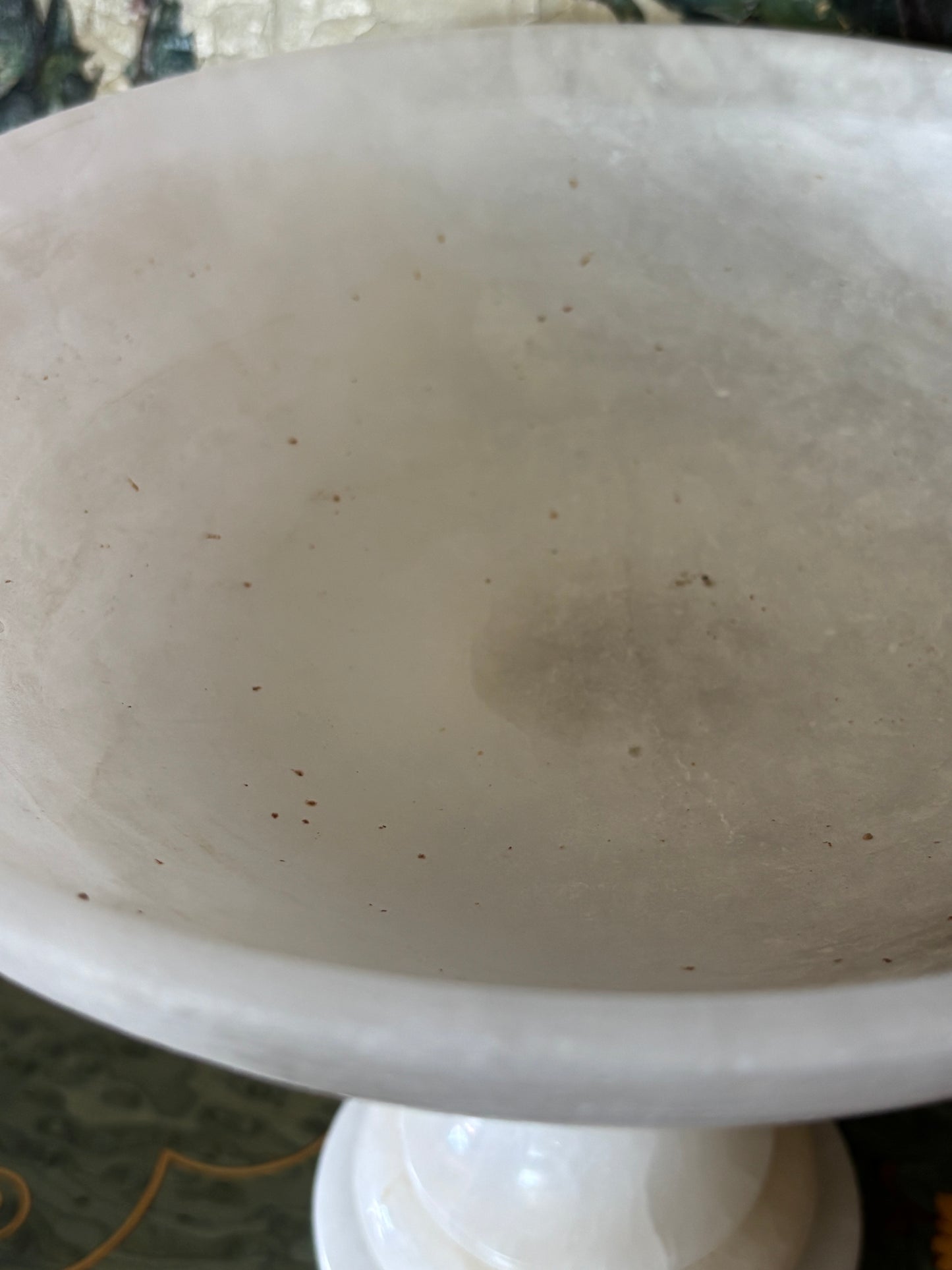 Vintage Italian Alabaster Tazza Compote Pedestal Bowl Centerpiece