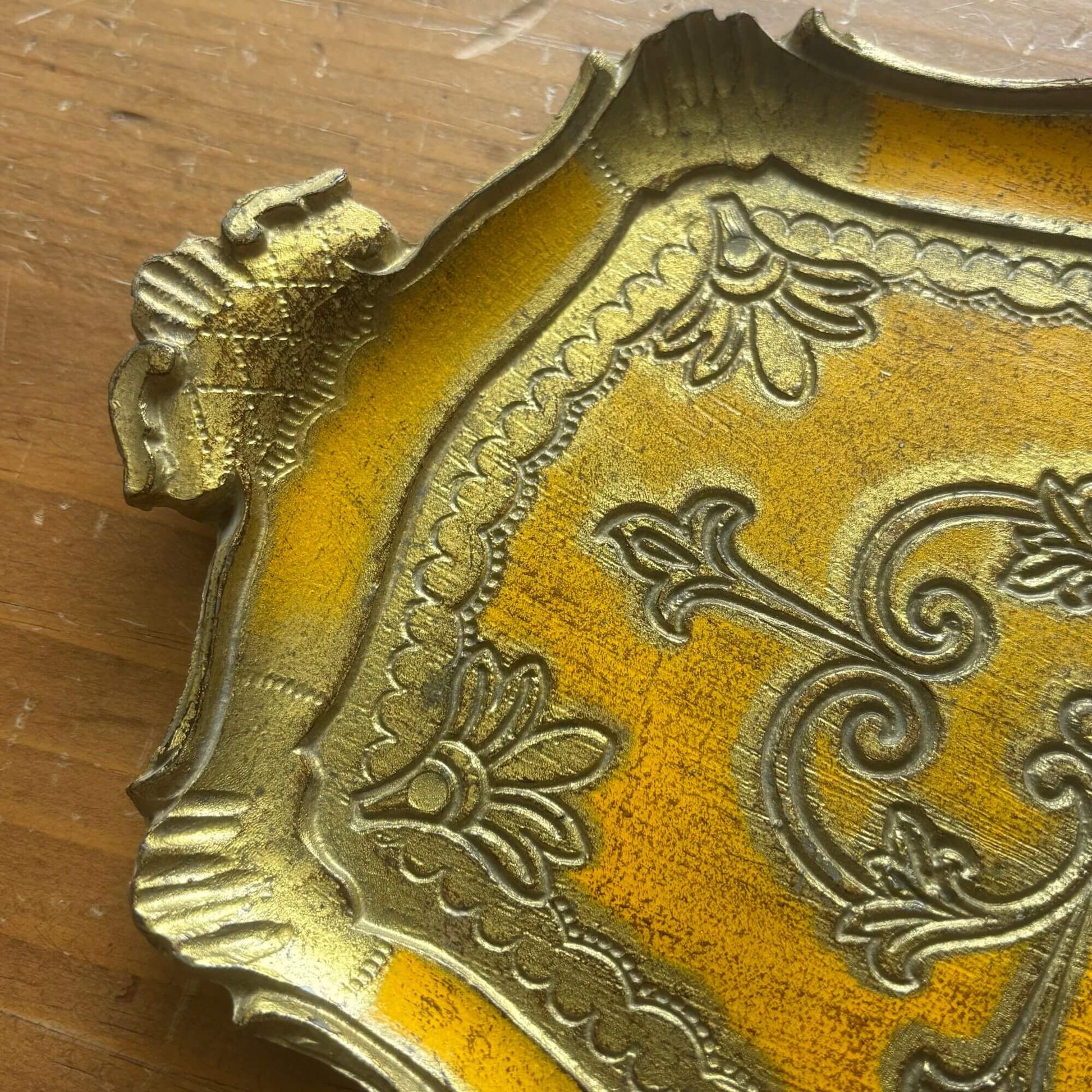 Vintage Italian Florentine Gold/Yellow Tray image 1