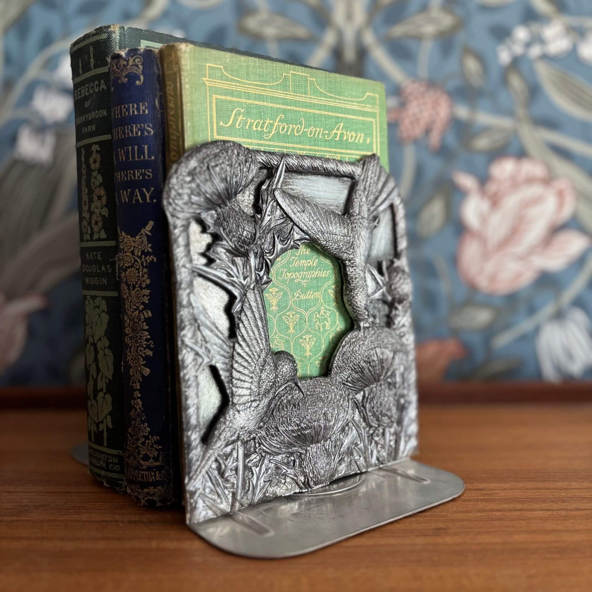 Vintage Pewter Hummingbird & Thistle Bookends image 4