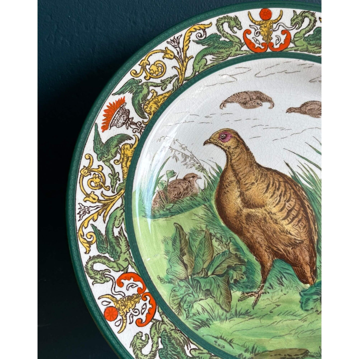 Antique Rare Formosa Etruria Wedgwood Grouse Bird Plate image 1