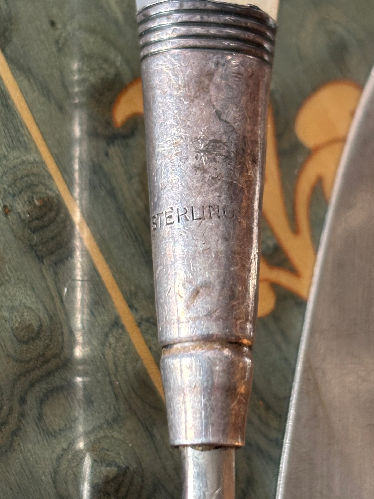 Antique Mother of Pearl Sterling Servingware Dining Utensils Set of 5