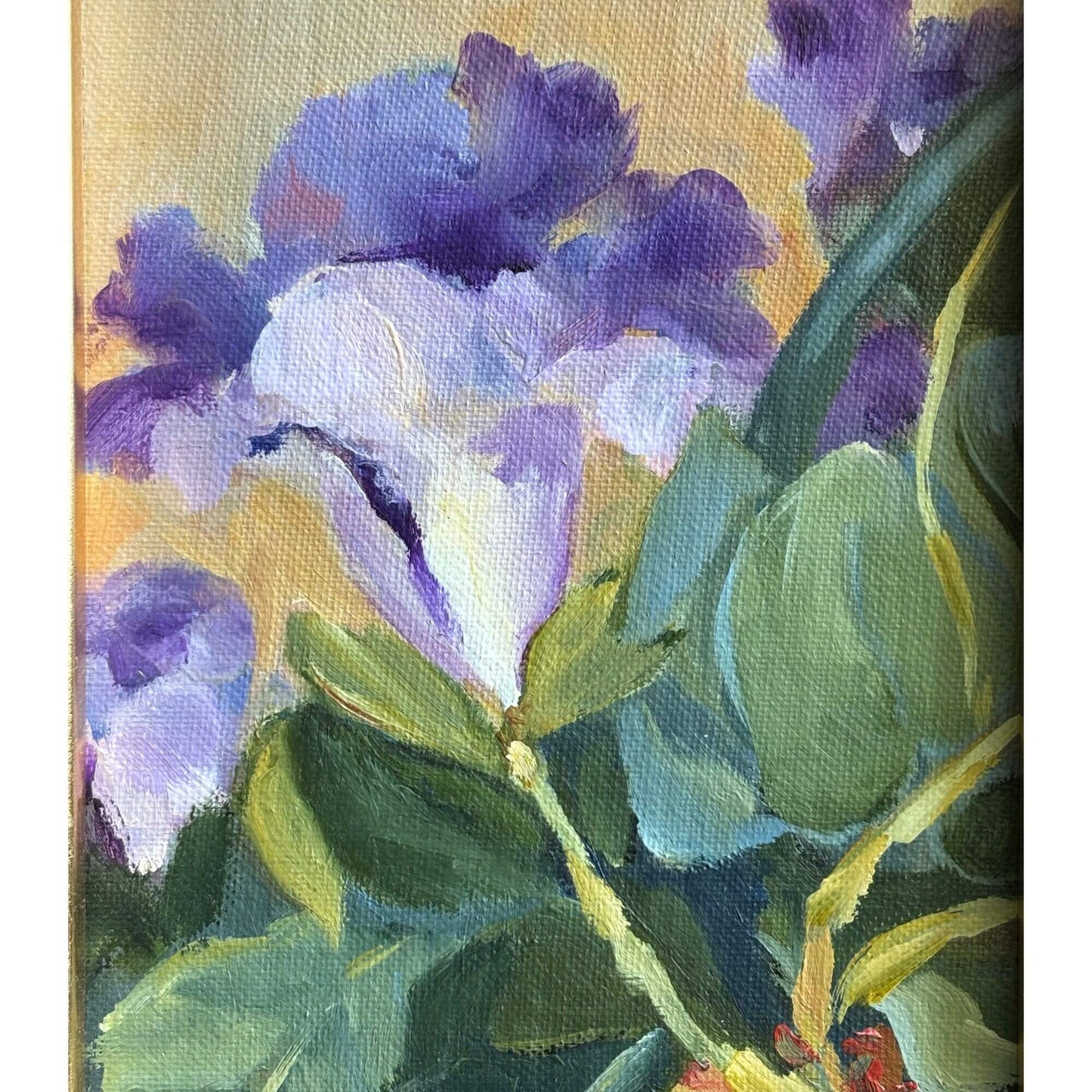 Gorgeous Framed Iris Oil Painting Dark Wood with Gold 9x12 image 0