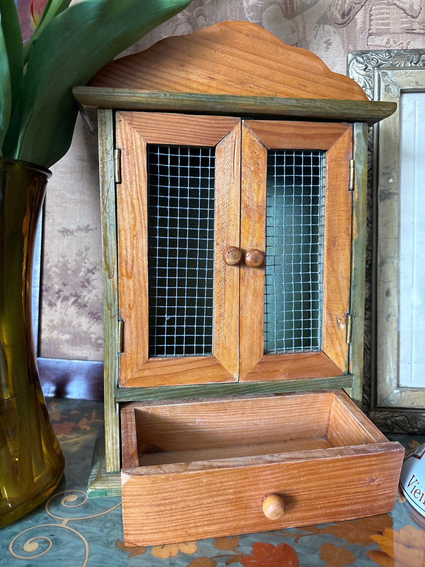 Miniature Wooden Hutch Cabinet