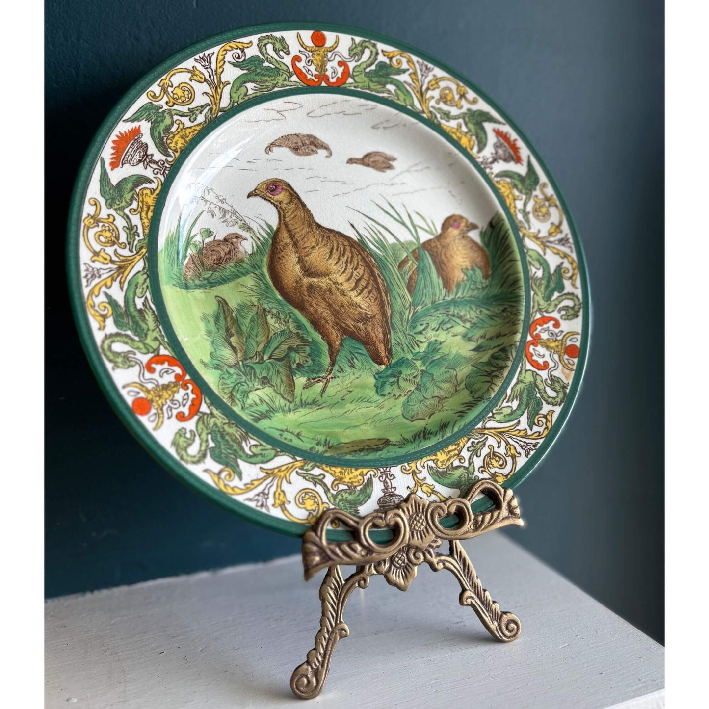 Antique Rare Formosa Etruria Wedgwood Grouse Bird Plate image 4