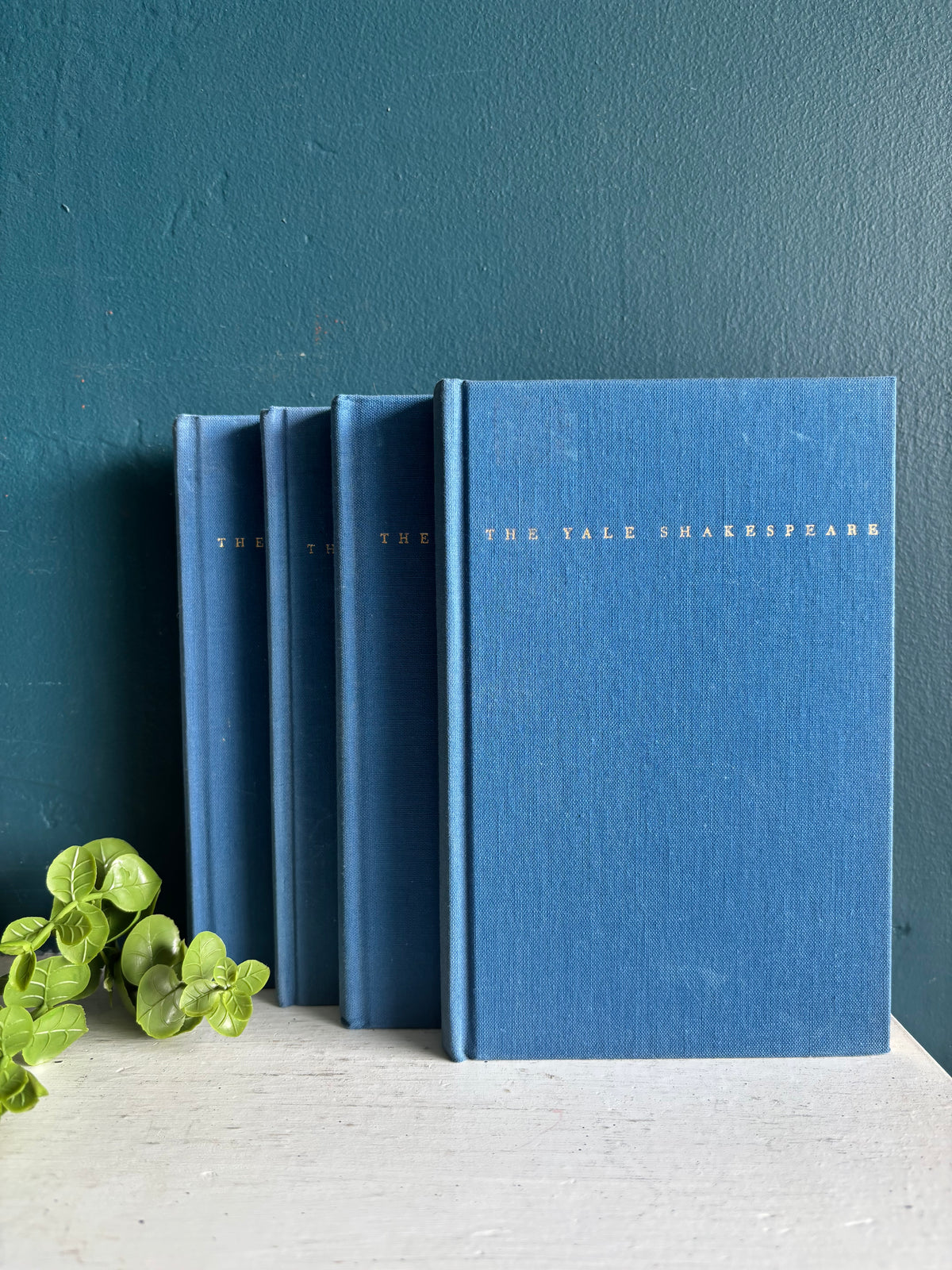 Vintage Linen Blue Shakespeare Book Set of 4