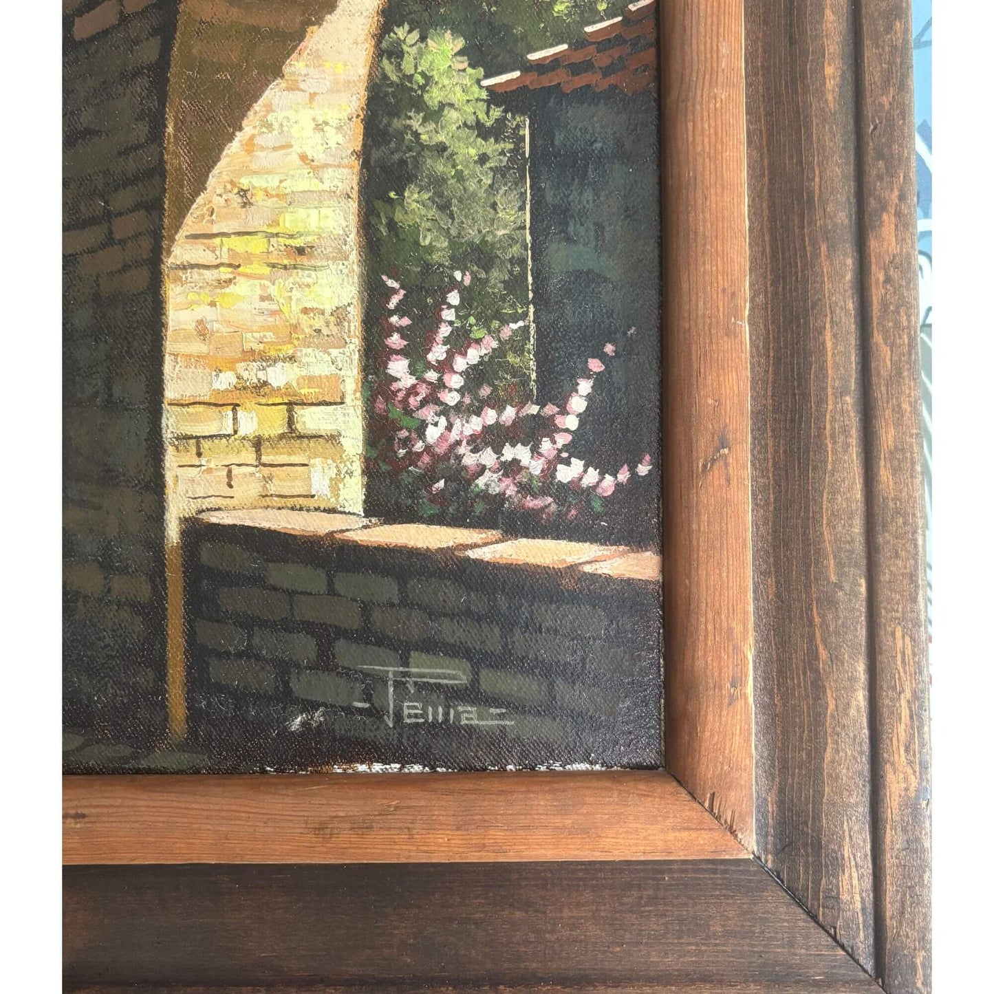 Vintage Mediterranean Architectural Signed Framed Painting image 1