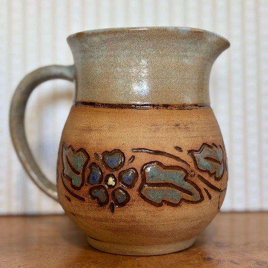 Country Floral Handmade Pottery Pitcher image 0