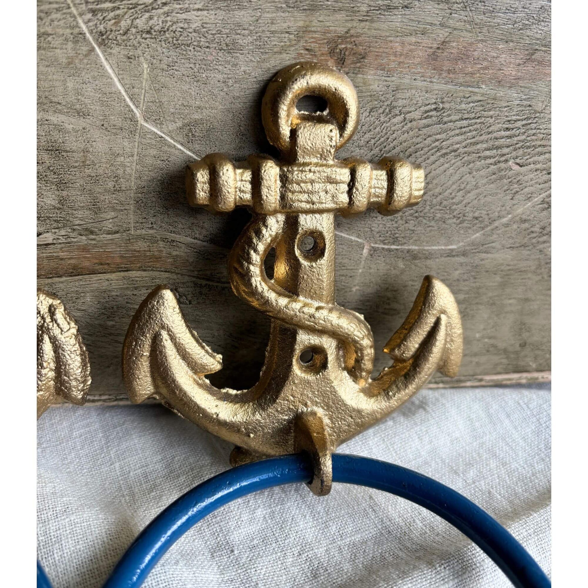 Vintage Cast Iron Gold Anchor Towel Holders image 2