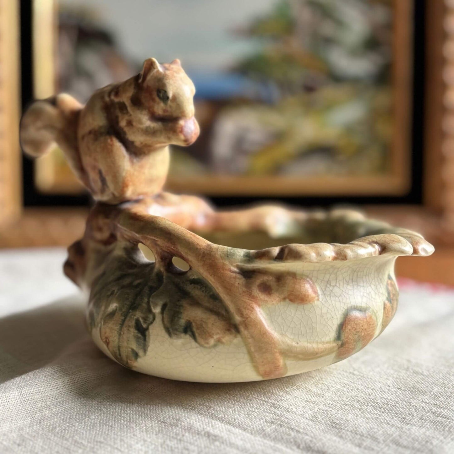 Antique Weller Pottery Woodcraft Squirrel Bowl image 2