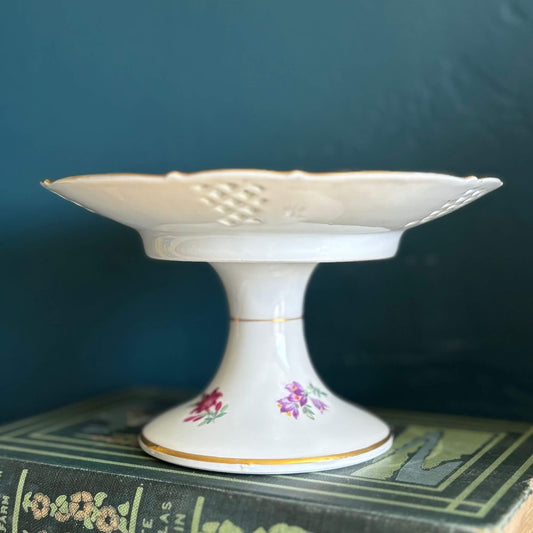 Early Dresden Schumann Reticulated Pedestal Compote Cake Plate image 0