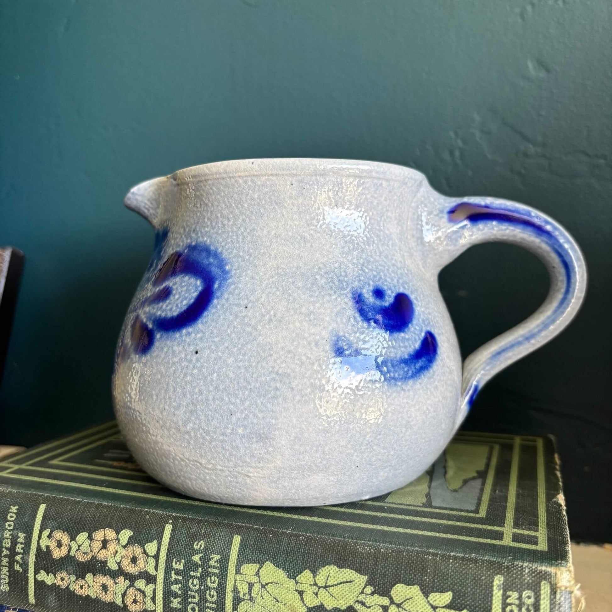 Vintage Blue Salt Glaze Pitcher or Creamer image 3