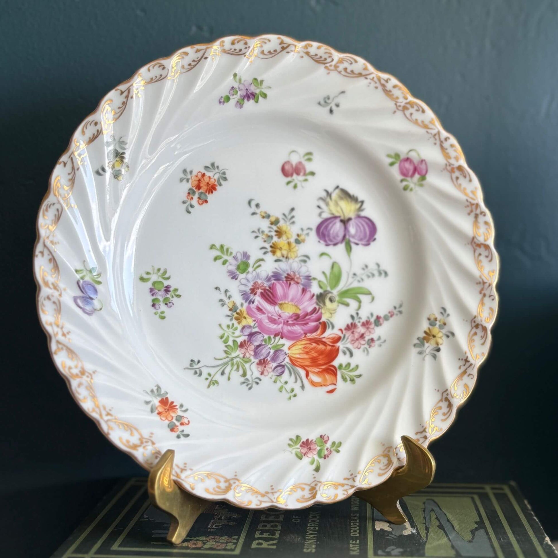 Vintage Dresden Plates Hand-Painted Flowers Scalloped Edge image 4