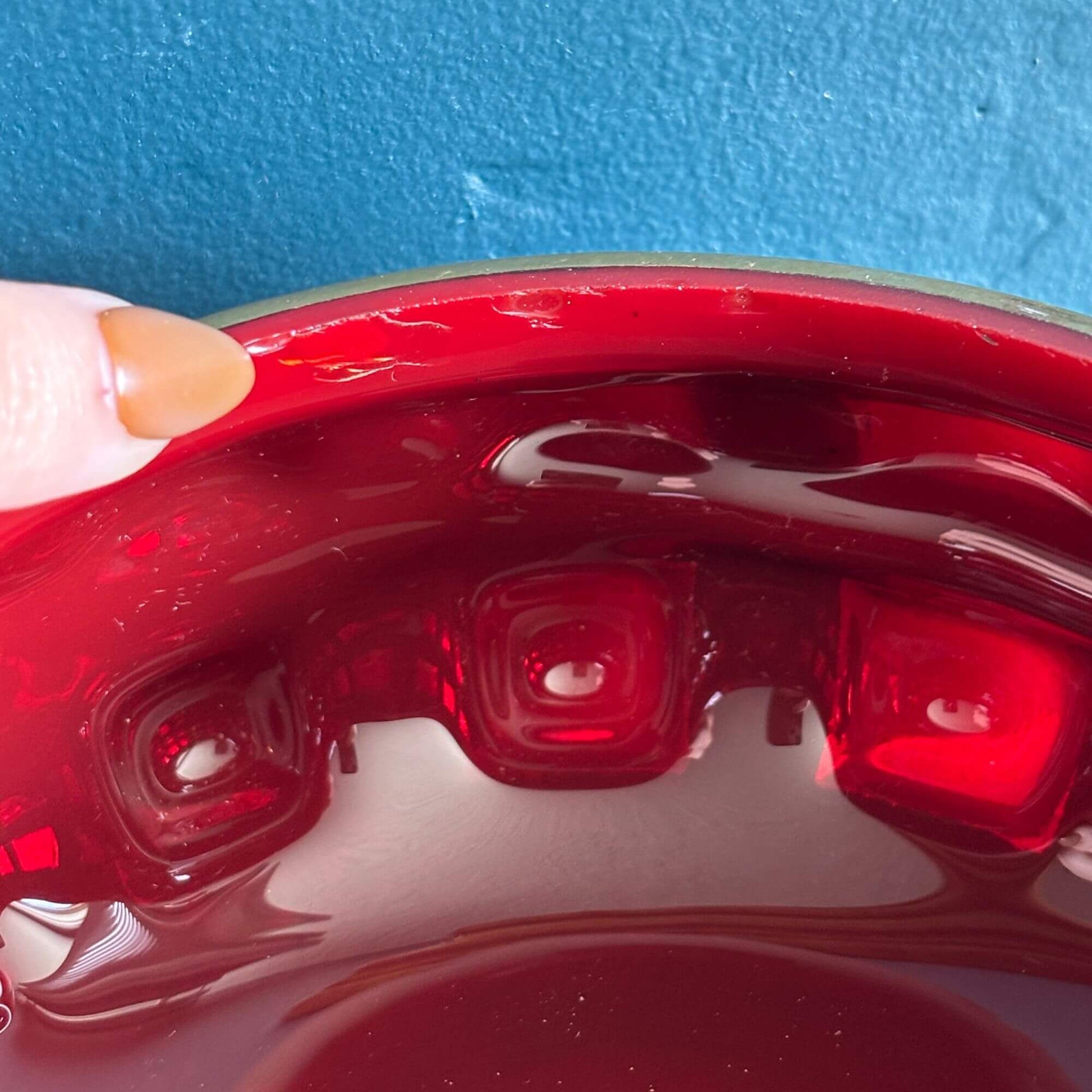 Stunning Vintage Ruby Red Bubble Glass Brass Jar image 6