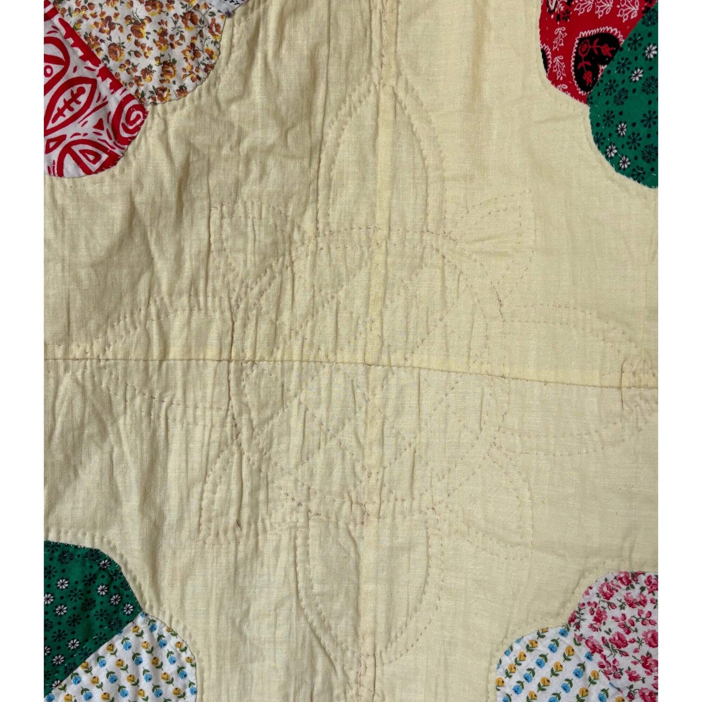 Vintage Fancy Dresden Plate 1960 Handmade Quilt image 5