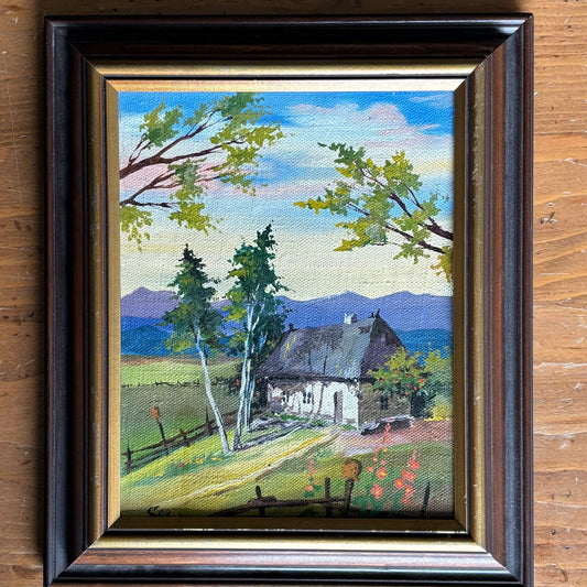 Charming Vintage Cottage Signed Oil Painting image 0