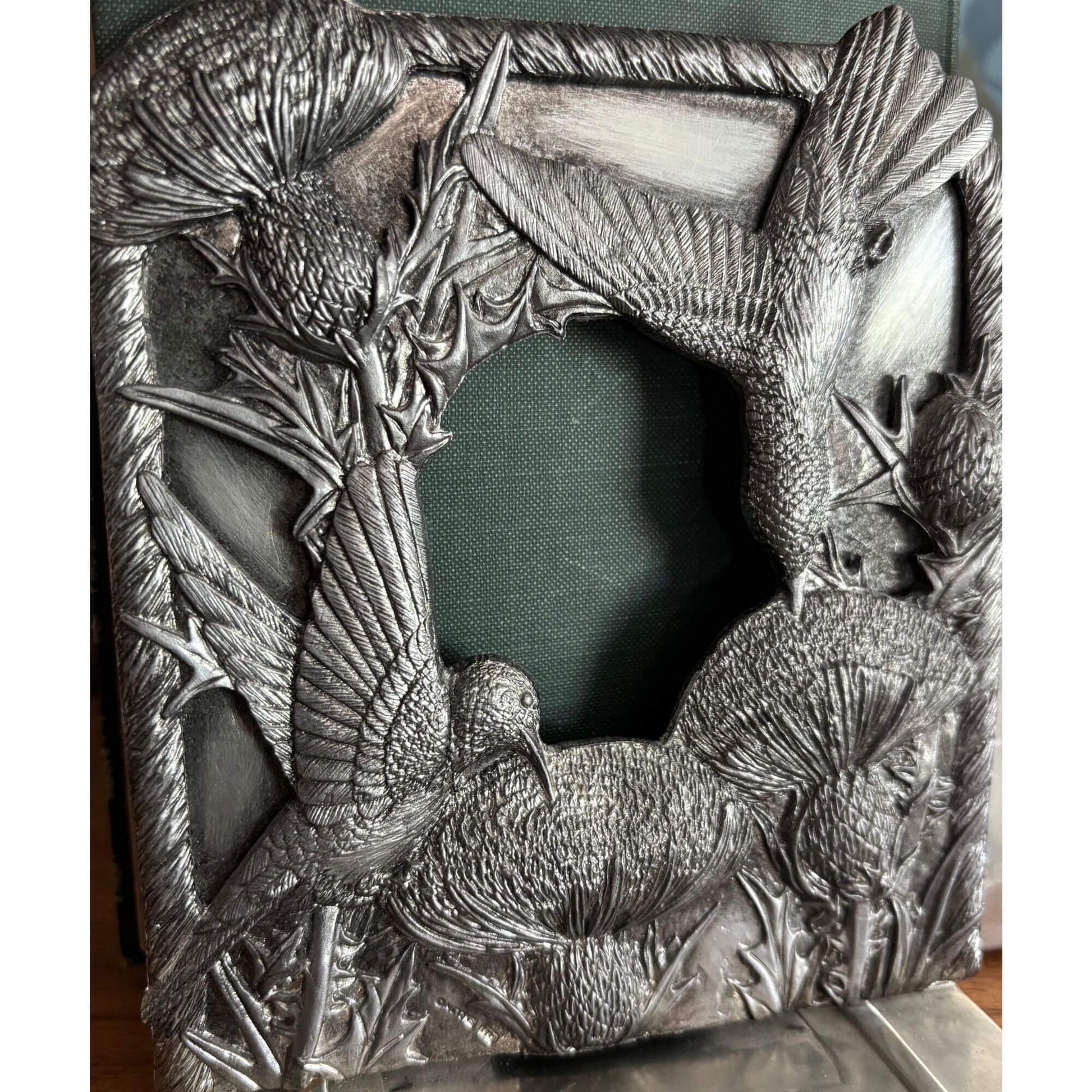 Vintage Pewter Hummingbird & Thistle Bookends image 1