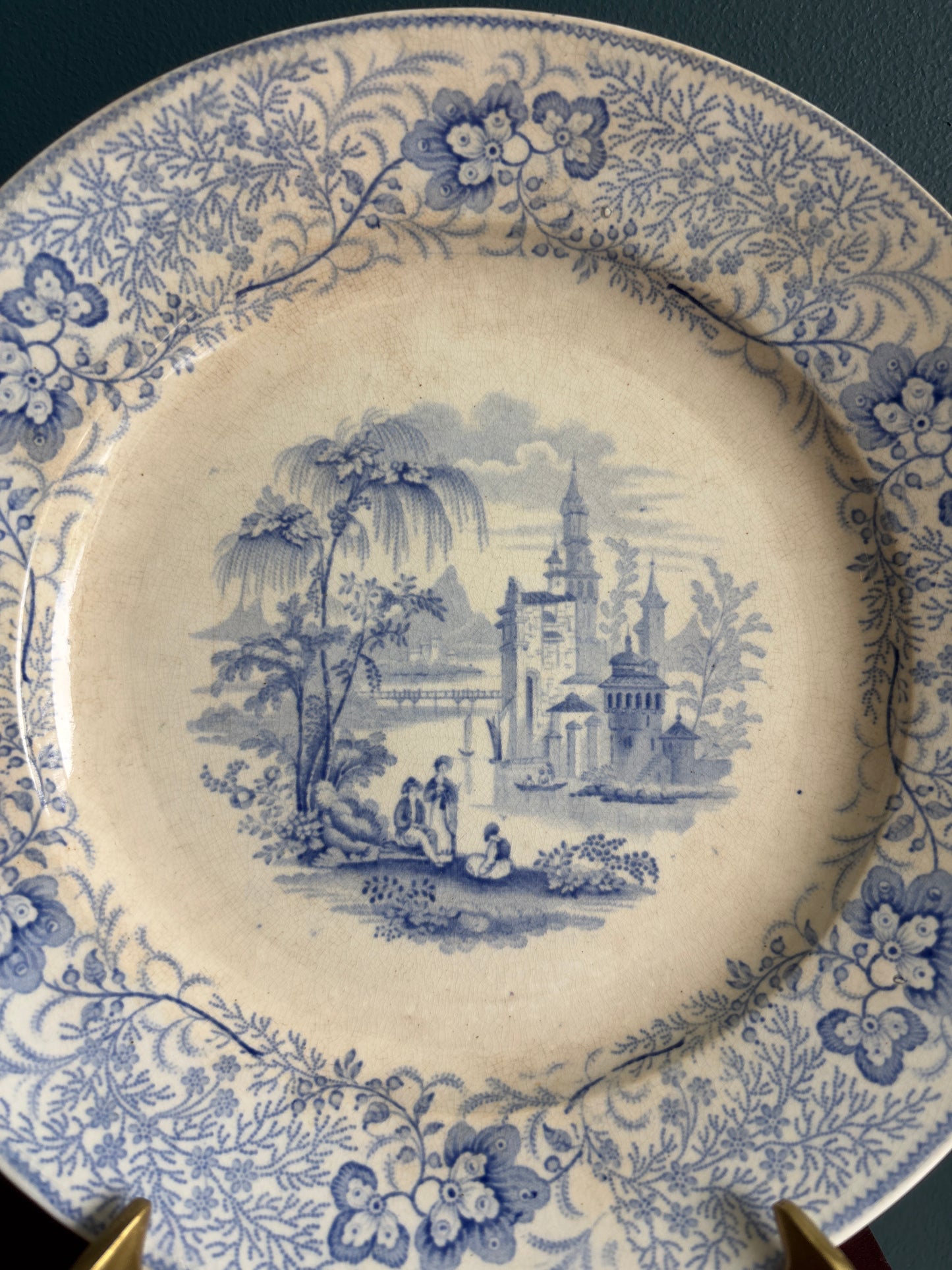 Antique Blue Transferware T & J Mayer Nonpareil Pattern