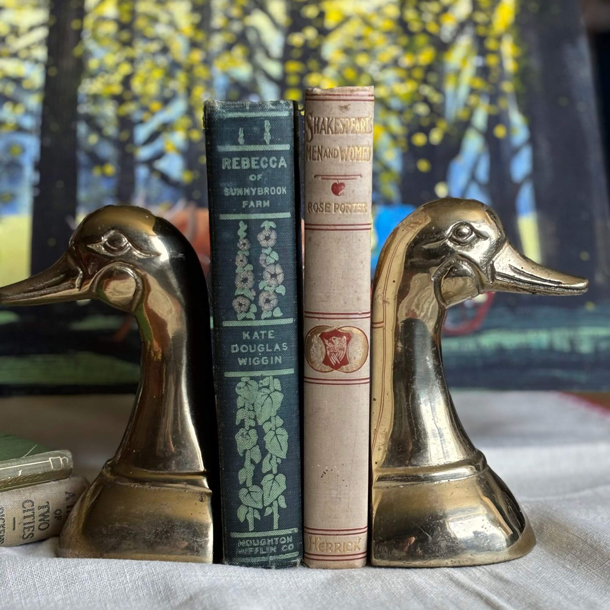 Lovely Pair of Vintage Brass Duck Head Bookends image 0